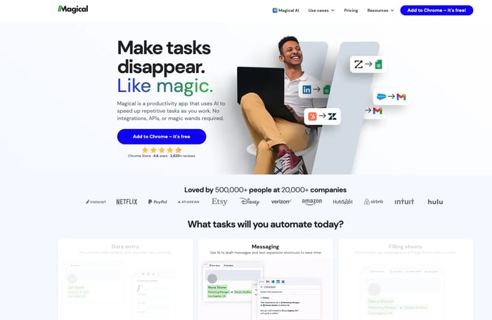 Screenshot of Magical website